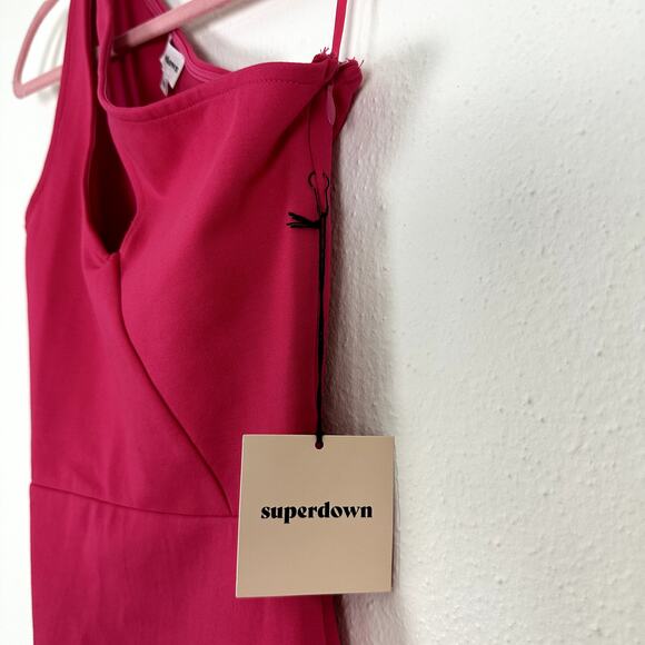 NWT Superdown Nava Asymmetrical Mini Dress in Hot Pink Size XXS - Picture 5 of 5